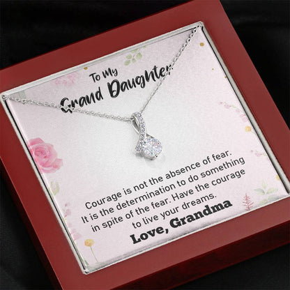 To My Grand Daughter - Live Your Dreams (Love, Grandma) | Beautiful 14k White Gold Family Forever Pendant