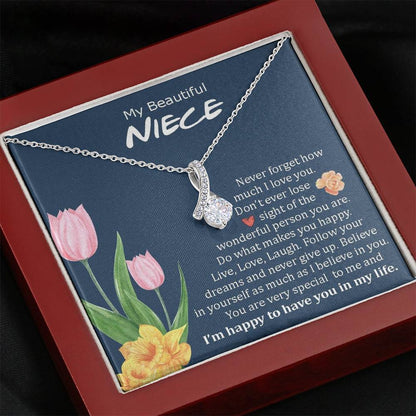 To My Beautiful Niece - Follow Your Dreams | Beautiful 14K White Gold Family Forever Pendant