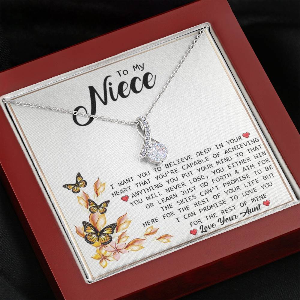 To My Niece - Promise To Love You (Love, Your Aunt) | Beautiful 14K White Gold Family Forever Pendant