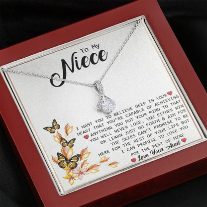 To My Niece - Promise To Love You (Love, Your Aunt) | Beautiful 14K White Gold Family Forever Pendant