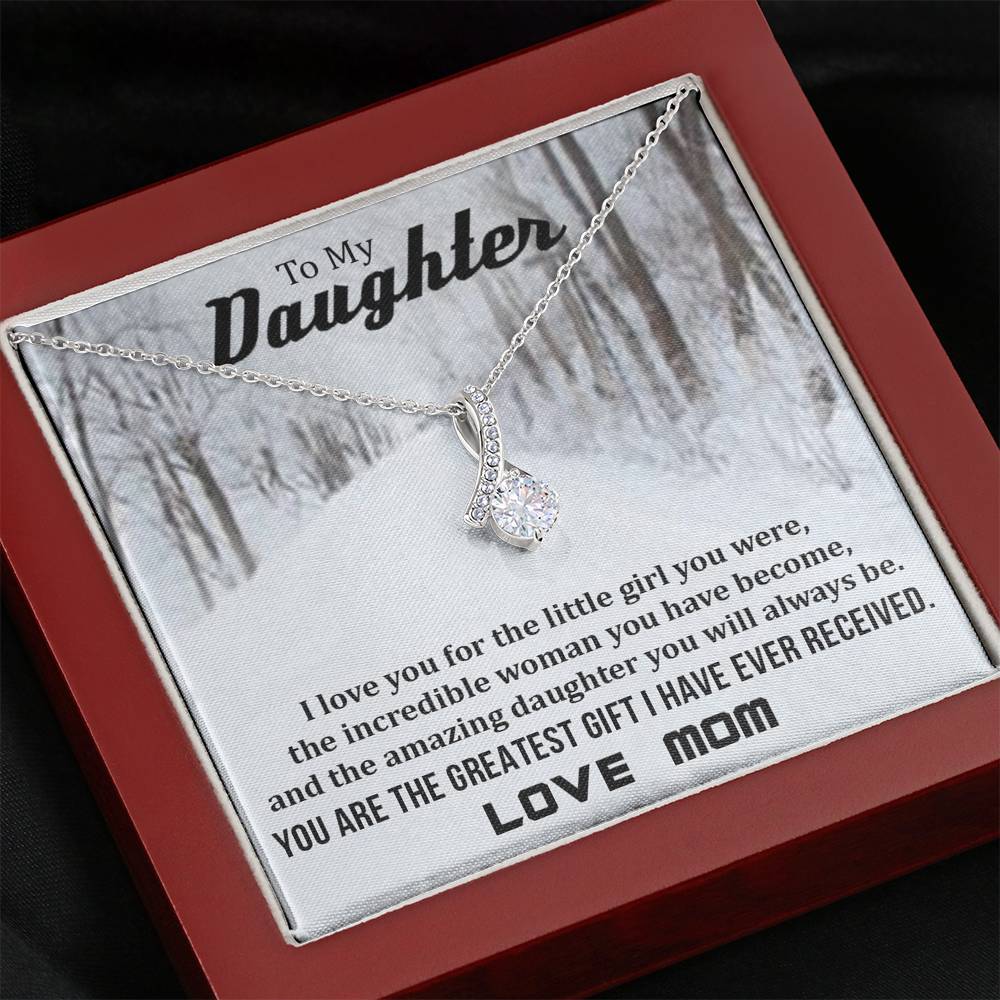 To My Daughter - You Are The Greatest Gift (Love, Mom) | Stunning 14K White Gold Family Forever Pendant