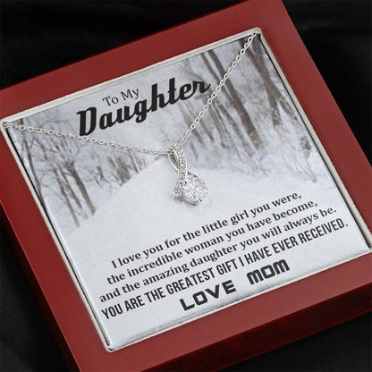 To My Daughter - You Are The Greatest Gift (Love, Mom) | Stunning 14K White Gold Family Forever Pendant