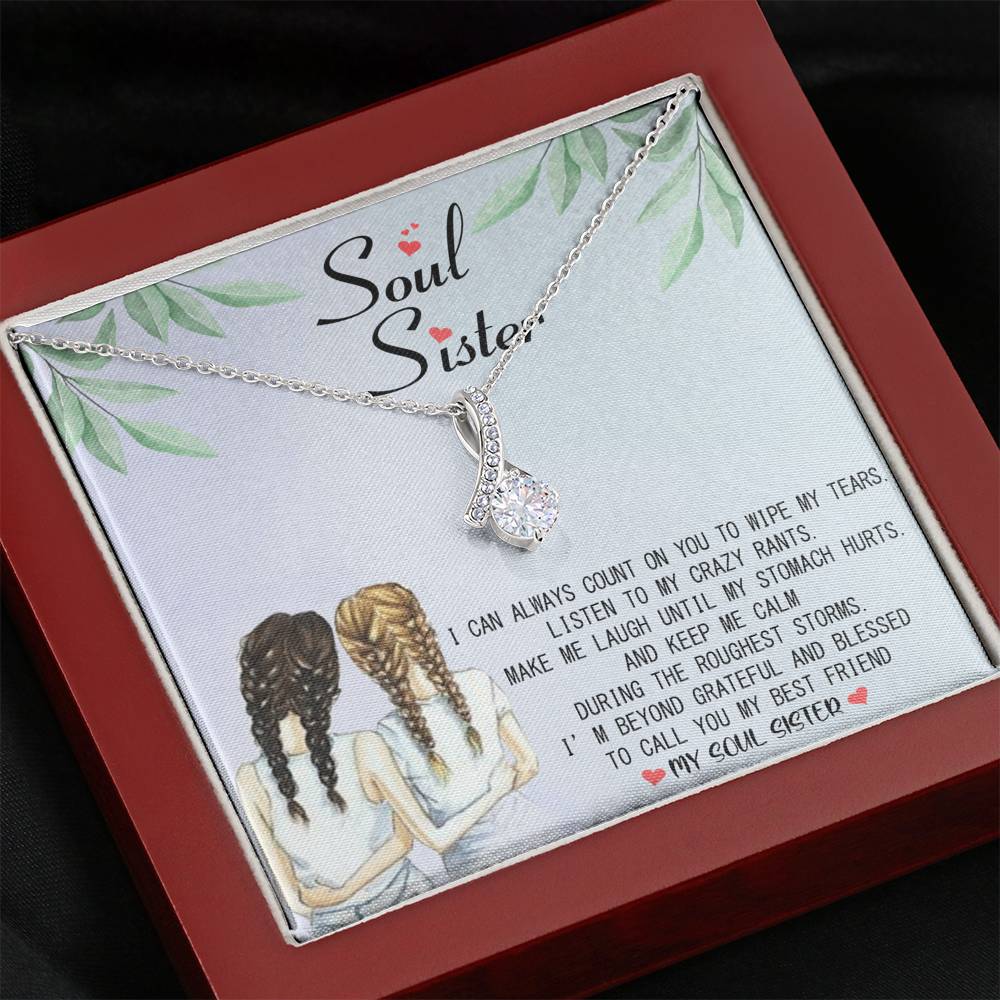 Soul Sister - Beyond Blessed To Call You My Best Friend | Beautiful 14k White Gold Family Forever Pendant