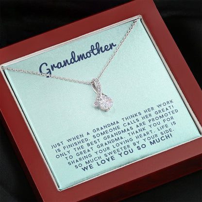 Grand Mother - Life Is So Much Sweeter By Your Side |  Beautiful 14k White Gold Family Forever Pendant
