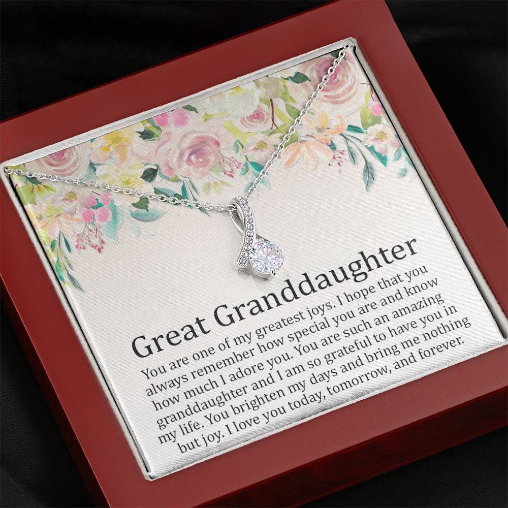 Great Grand Daughter - One Of My Greatest Joys |  Beautiful 14K White Gold Family Forever Pendant