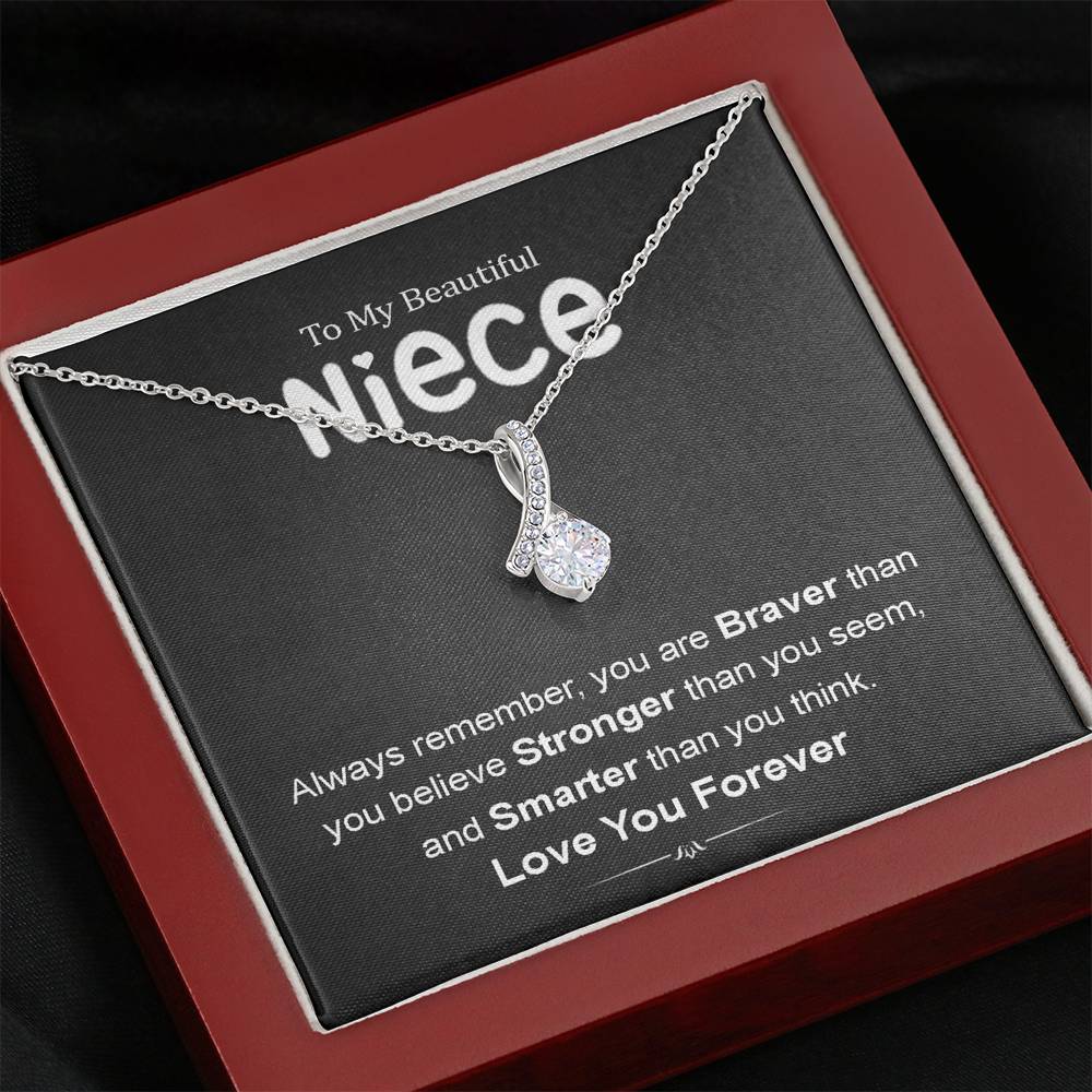 To My Beautiful Niece - Love You Forever | Beautiful 14K White Gold Family Forever Pendant