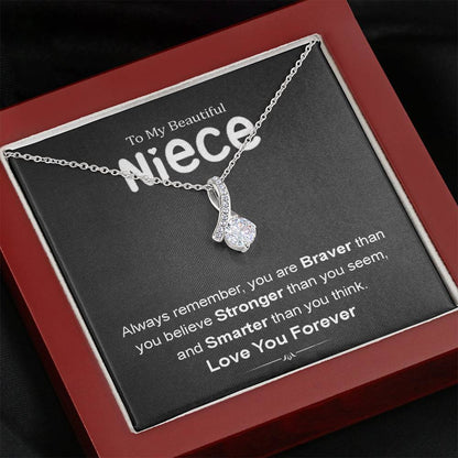 To My Beautiful Niece - Love You Forever | Beautiful 14K White Gold Family Forever Pendant