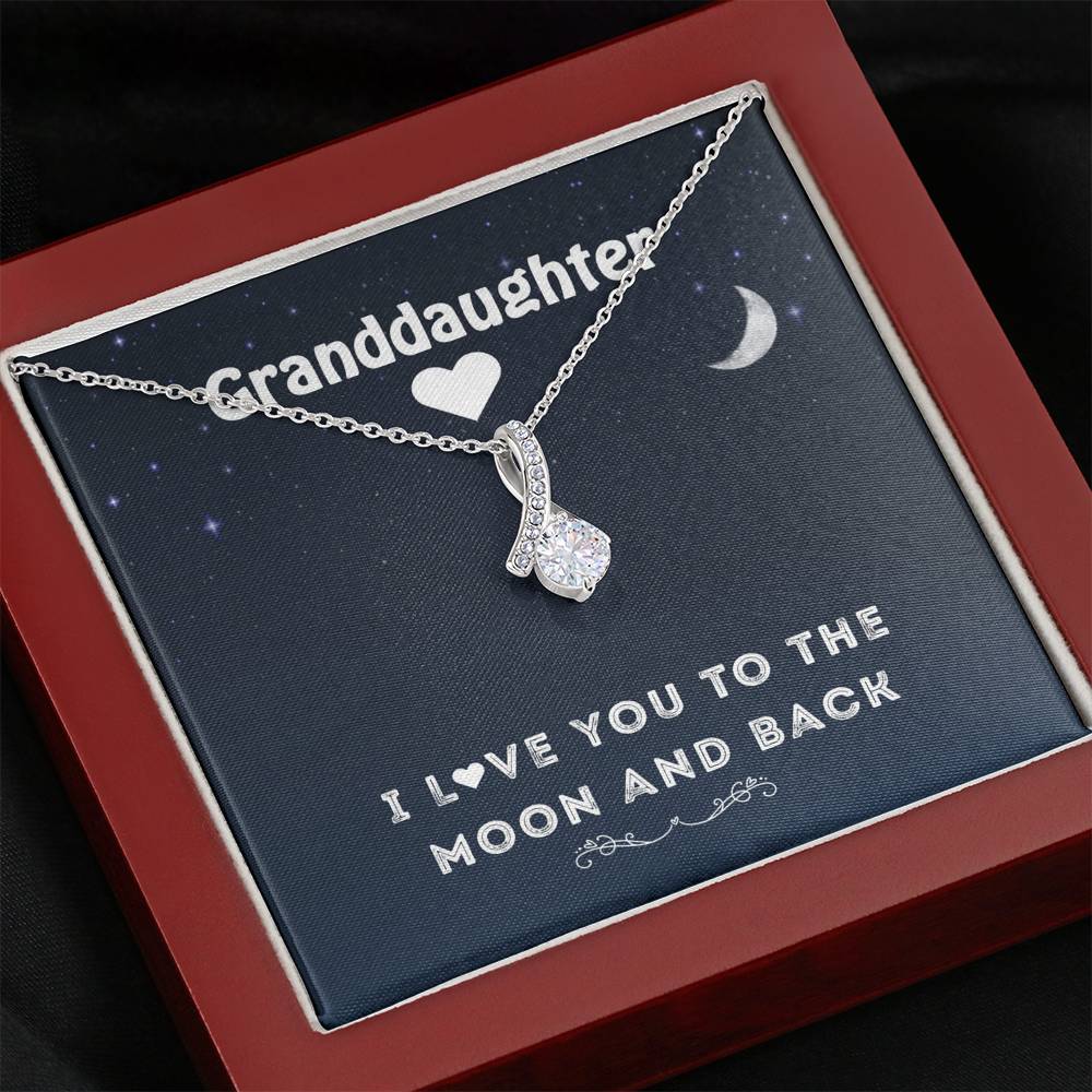 Grand Daughter-  I love You To The Moon And Back | Beautiful 14k White Gold Family Forever Pendant