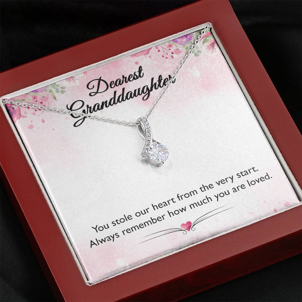 Dearest Grand Daughter - You Stole Our Heart | Beautiful 14k White Gold Family Forever Pendant
