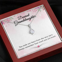 Dearest Grand Daughter - You Stole Our Heart | Beautiful 14k White Gold Family Forever Pendant