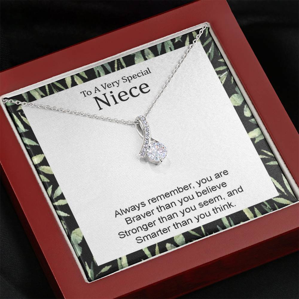 To A Very Special Niece - Always Remember | Stunning 14K White Gold Family Forever Pendant