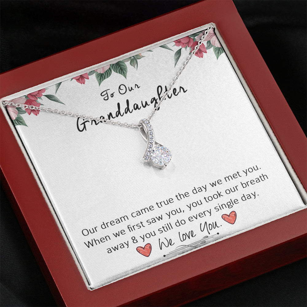 To Our Grand Daughter - You Took Our Breath Away | Beautiful 14k White Gold Family Forever Pendant