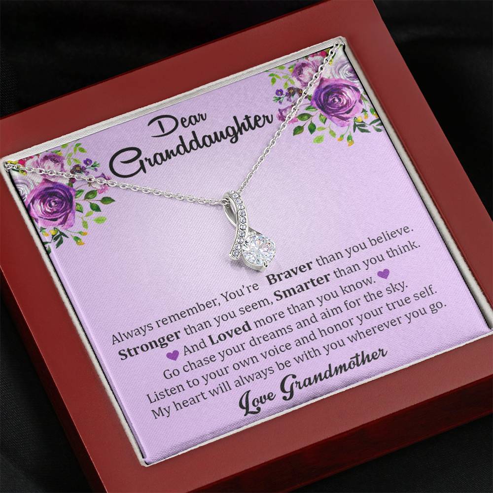 Dear Grand Daughter - Go Chase Your Dreams (Love, Grandmother) | Stunning 14K White Gold Family Forever Pendant