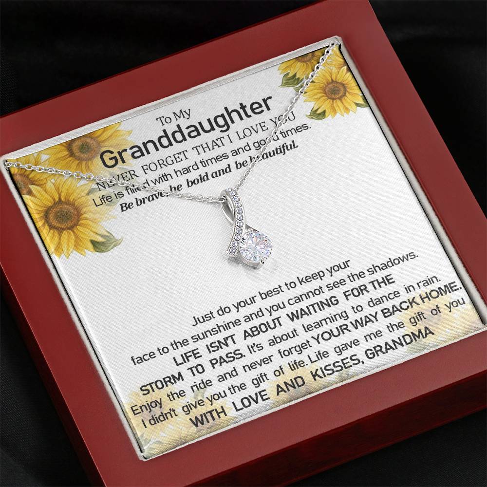 To My Grand Daughter - Be Brave, Be Bold And Be Beautiful (Love, Grandma) | Beautiful 14k White Gold Family Forever Pendant