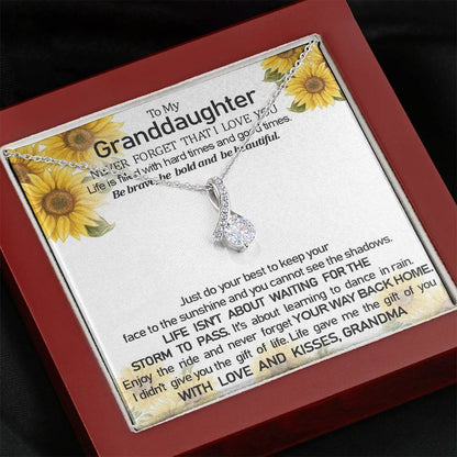To My Grand Daughter - Be Brave, Be Bold And Be Beautiful (Love, Grandma) | Beautiful 14k White Gold Family Forever Pendant