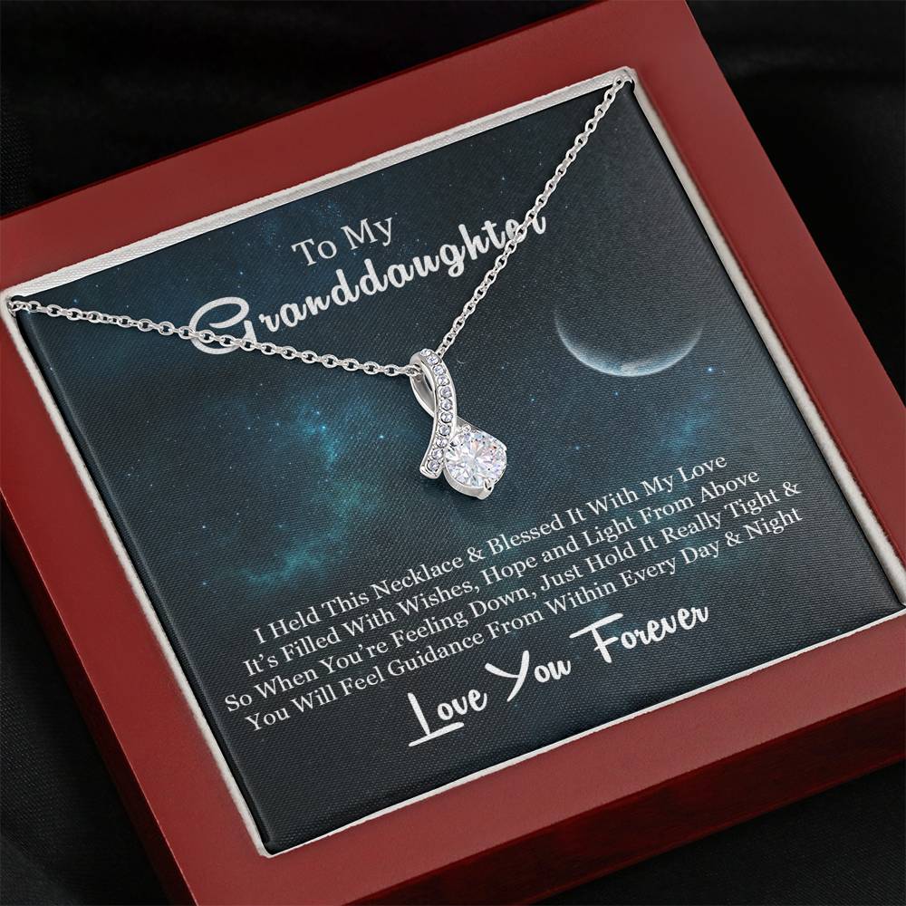 To My Grand Daughter - When You are Feeling Down | Stunning 14K White Gold Family Forever Pendant