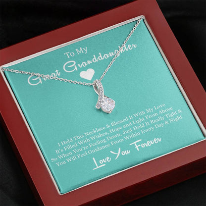 To My Great Granddaughter - When You Are Feeling Down |  Beautiful 14K White Gold Family Forever Pendant