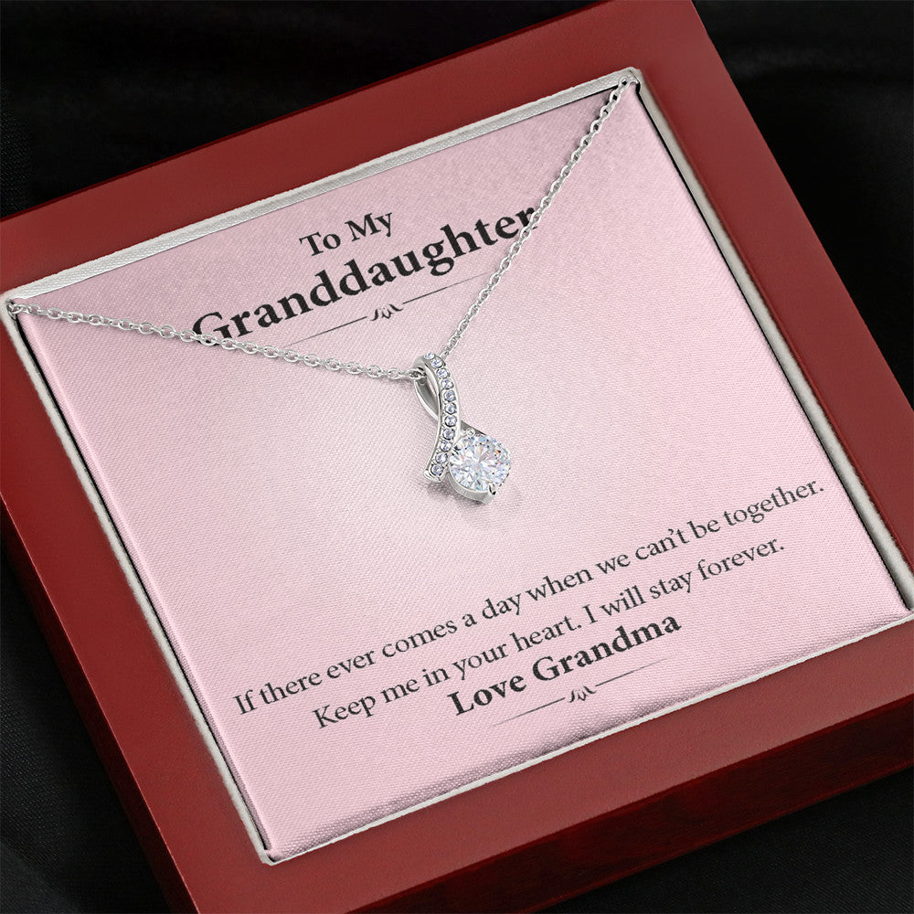 To My Grand Daughter - I Will Stay Forever (Love, Grandma) | Beautiful 14k White Gold Family Forever Pendant