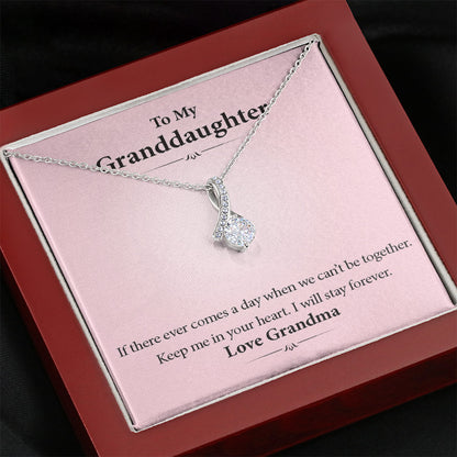 To My Grand Daughter - I Will Stay Forever (Love, Grandma) | Beautiful 14k White Gold Family Forever Pendant