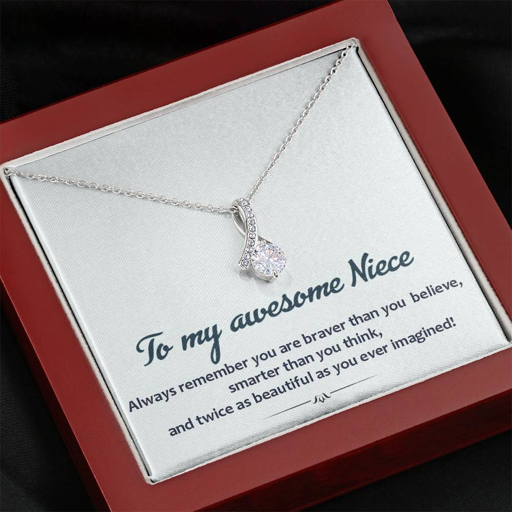 To My Awesome Niece -  Always Remember | Beautiful 14K White Gold Family Forever Pendant