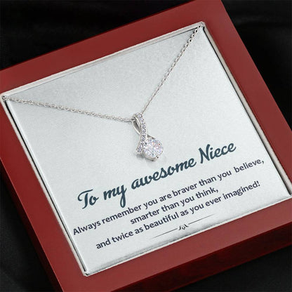 To My Awesome Niece -  Always Remember | Beautiful 14K White Gold Family Forever Pendant