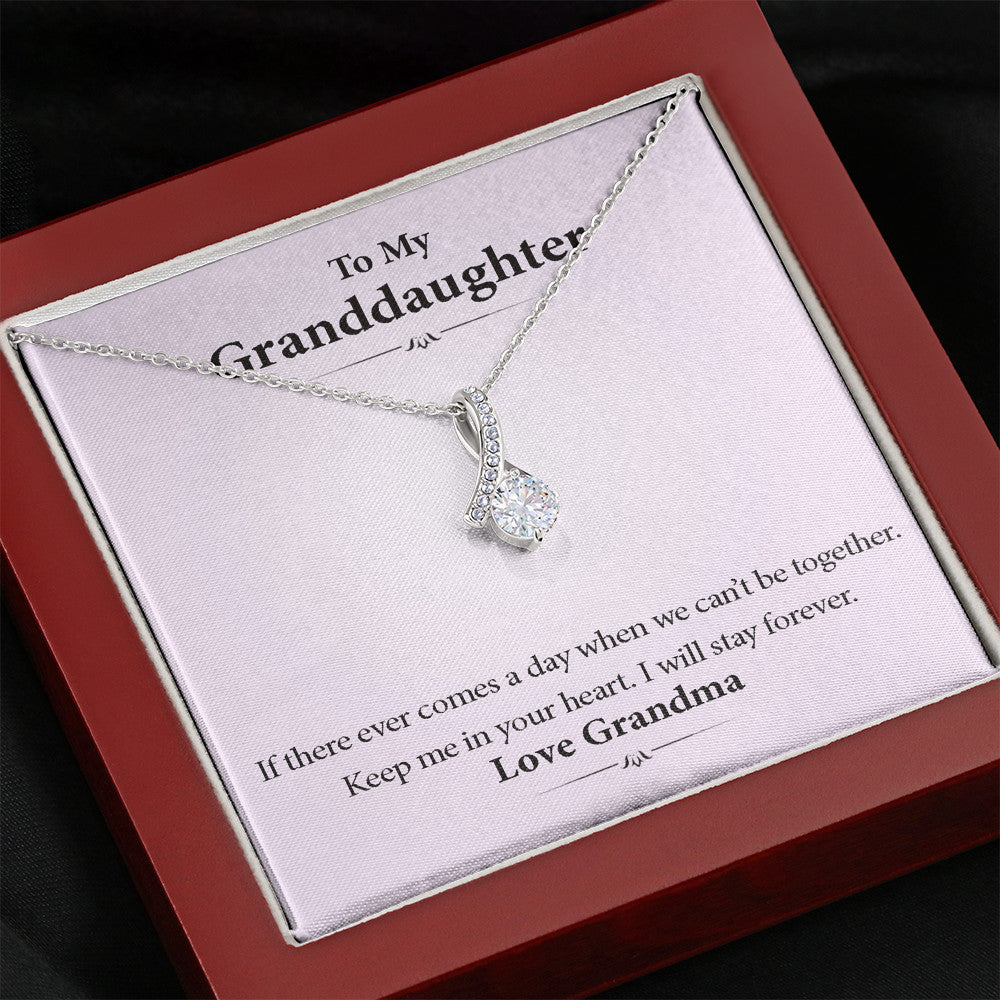 To My Grand Daughter - If We Can't Be Together (Love, Grandma) | Beautiful 14k White Gold Family Forever Pendant