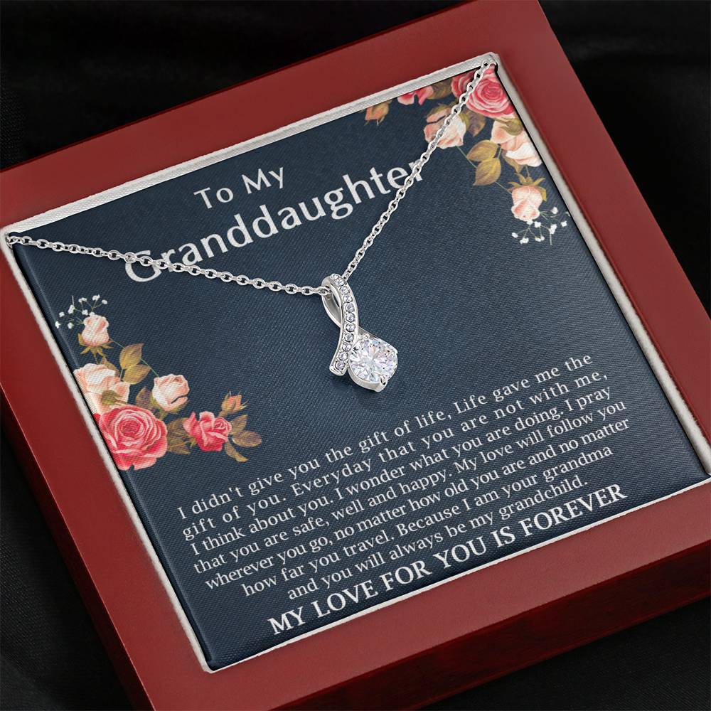 To My Granddaughter - My Love Will Follow You |  Beautiful 14k White Gold Family Forever Pendant