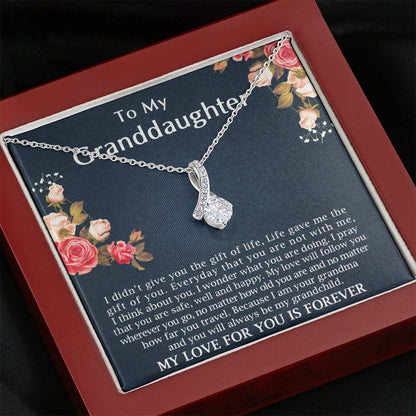 To My Granddaughter - My Love Will Follow You |  Beautiful 14k White Gold Family Forever Pendant