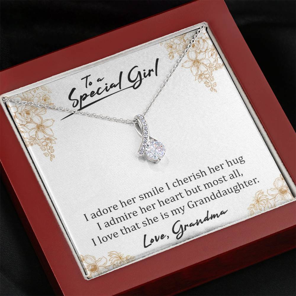 To A Special Girl - I Admire Her Heart (Love, Grandma) | Beautiful 14k White Gold Family Forever Pendant
