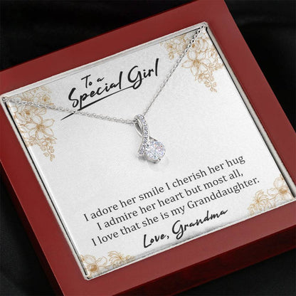 To A Special Girl - I Admire Her Heart (Love, Grandma) | Beautiful 14k White Gold Family Forever Pendant