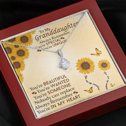 To My Grand Daughter - Nobody Can Replace | Beautiful 14k White Gold Family Forever Pendant