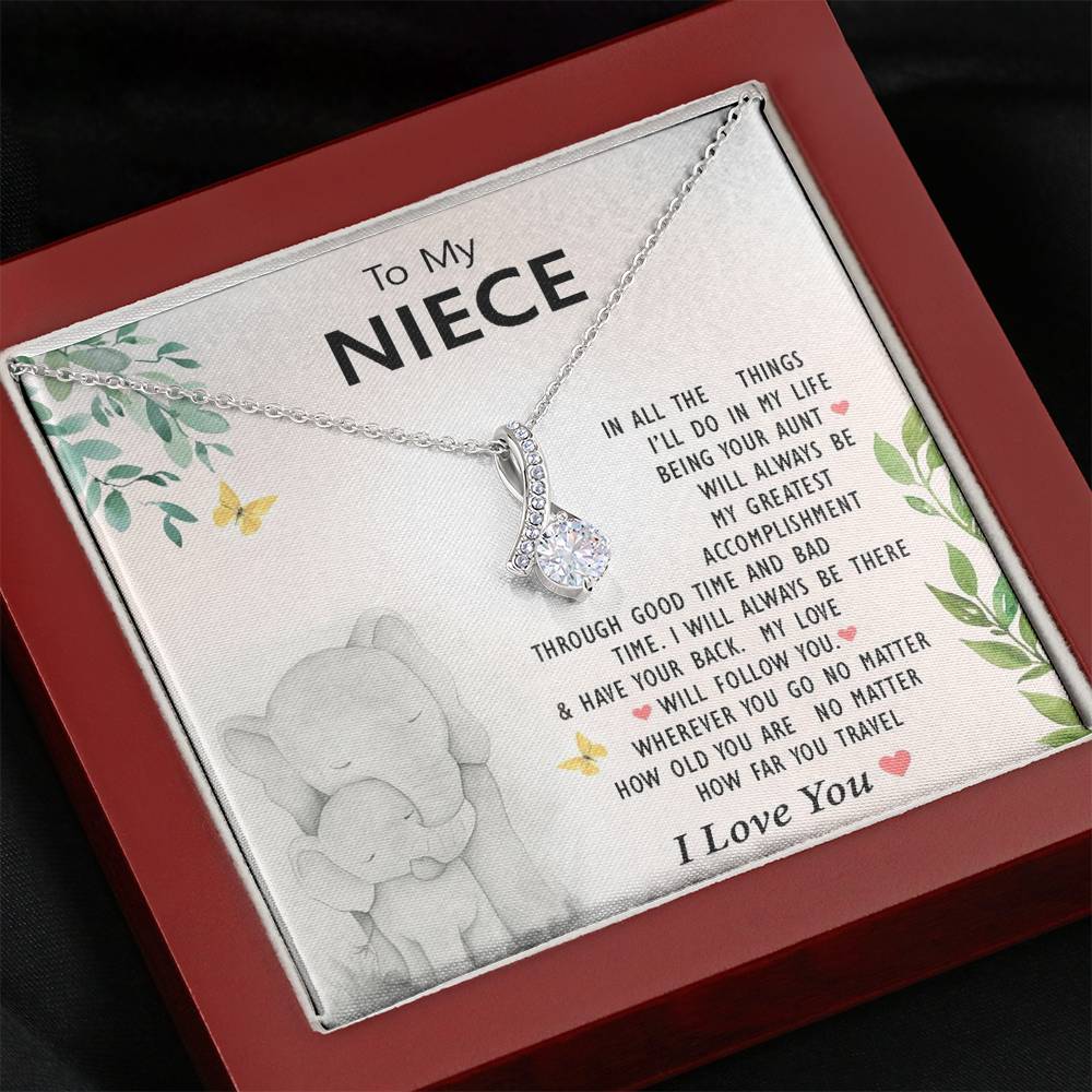 To My Niece - My Love Will Follow You | Beautiful 14K White Gold Family Forever Pendant