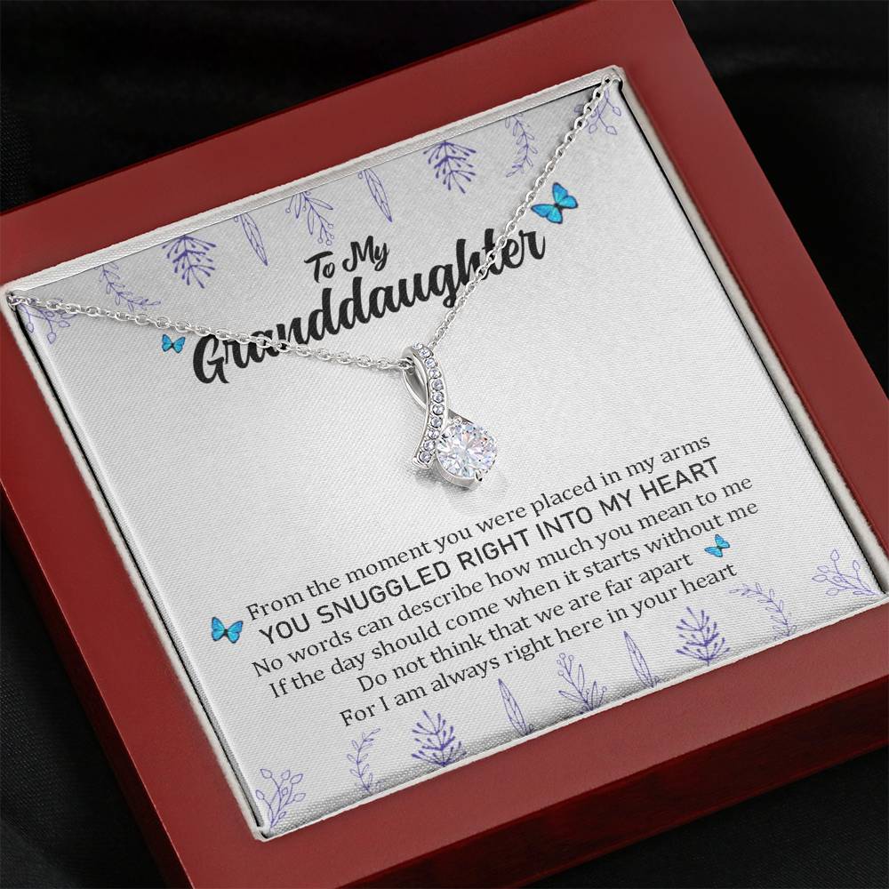 To My Grand Daughter - Always Right Here In Your Heart | Stunning 14K White Gold Family Forever Pendant