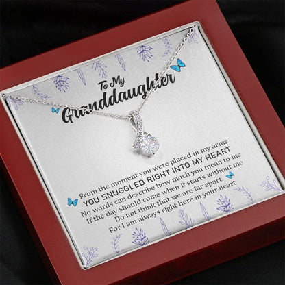 To My Grand Daughter - Always Right Here In Your Heart | Stunning 14K White Gold Family Forever Pendant