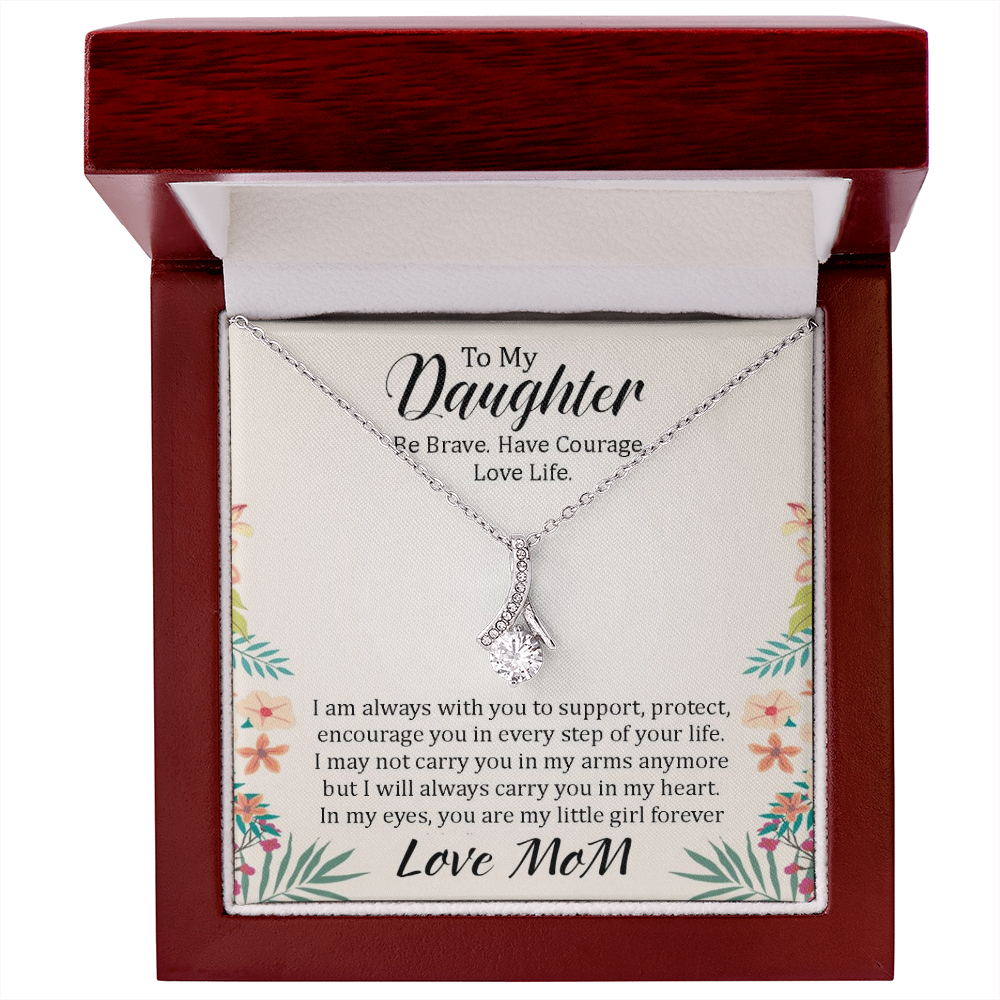 To My Daughter - In Every Step Of Your Life (Love, Mom) | Beautiful 14K White Gold Family Forever Pendant
