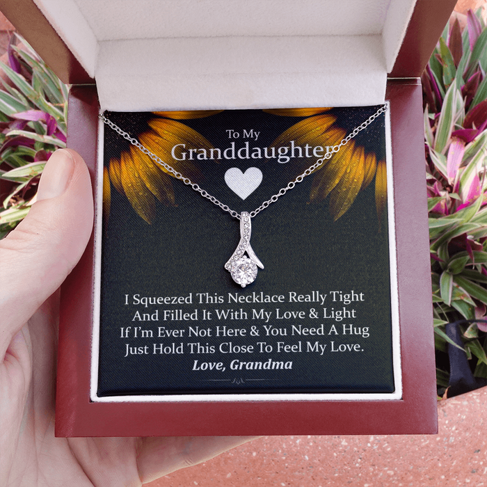 To My Grand Daughter - If I'm Ever Not Here ( Love, Grandma) | Beautiful Artisan Crafted 14K White Gold Family Forever Pendant Mahogany Style Luxury Box