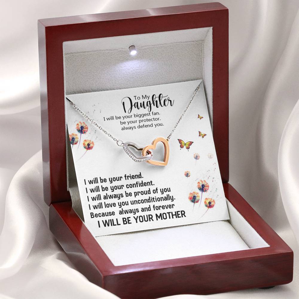 To My Daughter - I Will Be Your Biggest Fan | Beautiful 14k Gold Forever Family Locked Hearts
