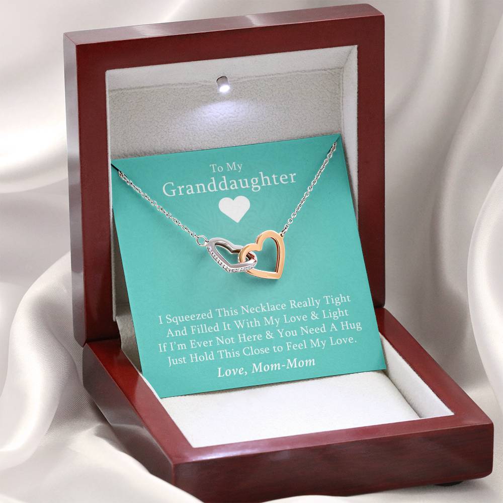 To My Grand Daughter - If I'm Ever Not Here (Love, Mom-Mom) | Beautiful 14k Gold Forever Family Locked Hearts