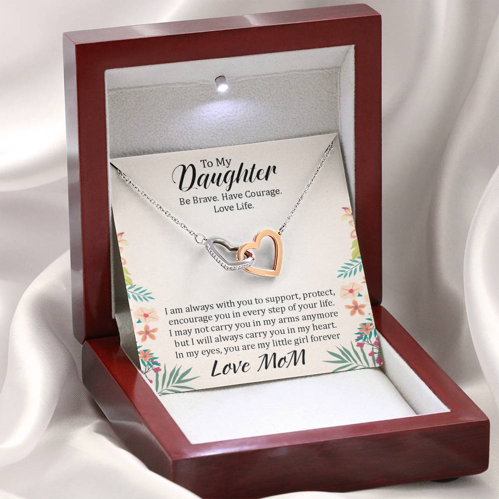 To My Daughter - In Every Step Of Your Life (Love, Mom) | Beautiful 14k Gold Forever Family Locked Hearts
