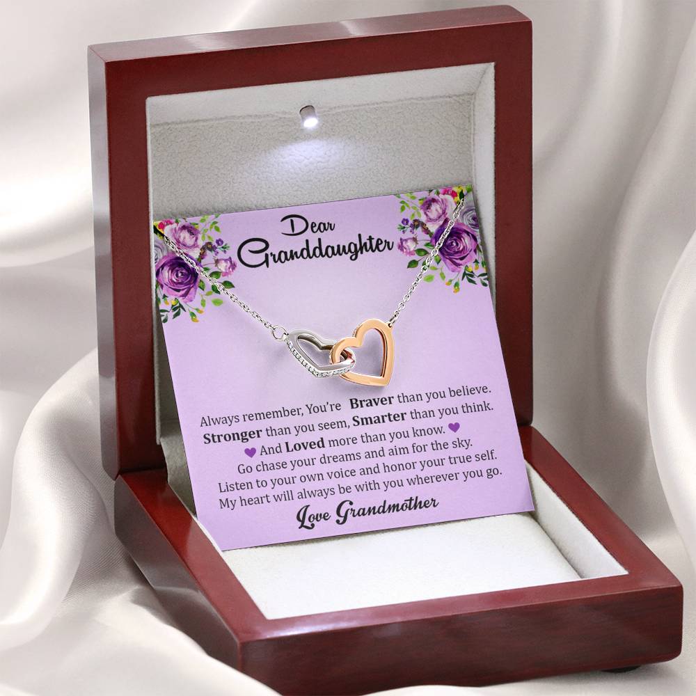 Dear Grand Daughter - Go Chase Your Dreams | Beautiful 14k Gold Forever Family Locked Hearts