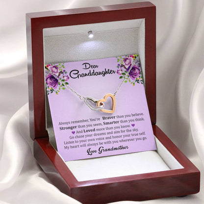 Dear Grand Daughter - Go Chase Your Dreams | Beautiful 14k Gold Forever Family Locked Hearts