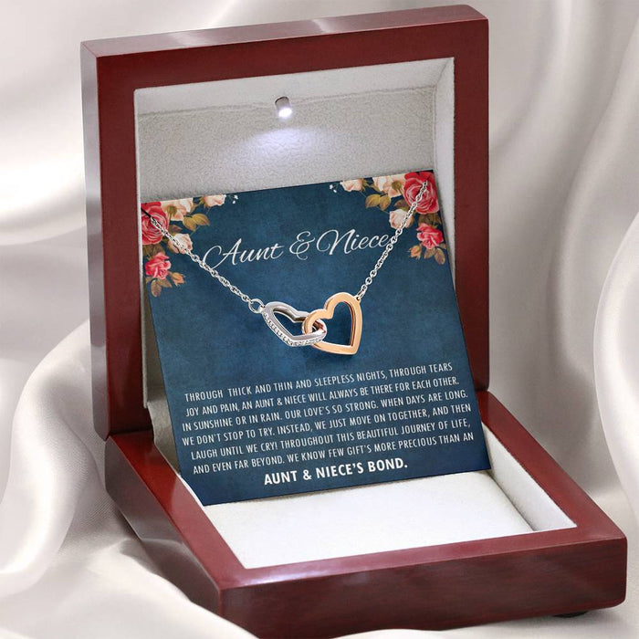 Aunt & Niece - Beautiful Journey of Life | Beautiful 14k Gold Forever Family Locked Hearts