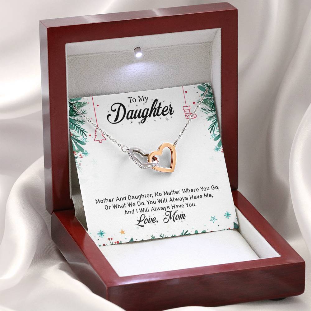 To My Daughter - I Will Always Have You (Love, Mom) | Beautiful 14k Gold Forever Family Locked Hearts