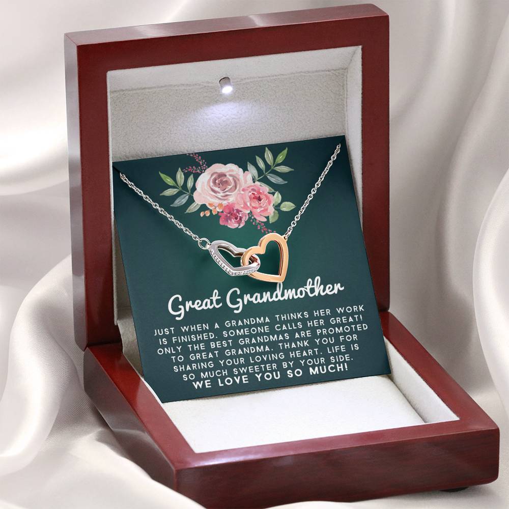 Great Grand Mother - Sweeter By Your Side | Beautiful 14k Gold Forever Family Locked Hearts