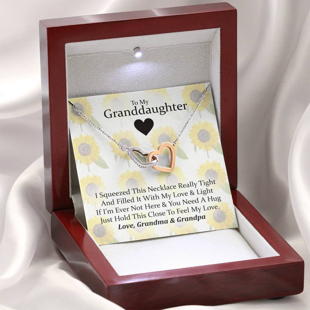 To My Grand Daughter - If I'm Ever Not Here (Love, Grandma & Grandpa) | Beautiful 14k Gold Forever Family Locked Hearts