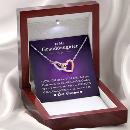 To My Grand Daughter - The Amazing Woman (Love, Grandma) | Beautiful 14k Gold Forever Family Locked Hearts