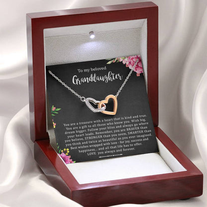 To My Beloved Grand Daughter - A Heart That Is Kind And True  | Beautiful 14k Gold Forever Family Locked Hearts