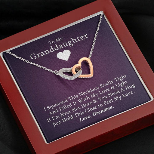 To My Daughter - If You Need A Hug (Love, Grandma) | Beautiful 14k Gold Forever Family Locked Hearts Mahogany Style Luxury Box