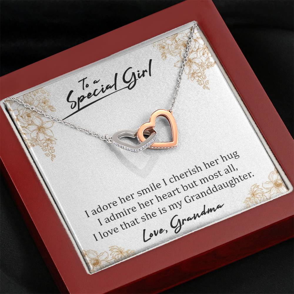 To A Special Girl - I Admire Her Heart (Love, Grandma) | Beautiful 14k Gold Forever Family Locked Hearts