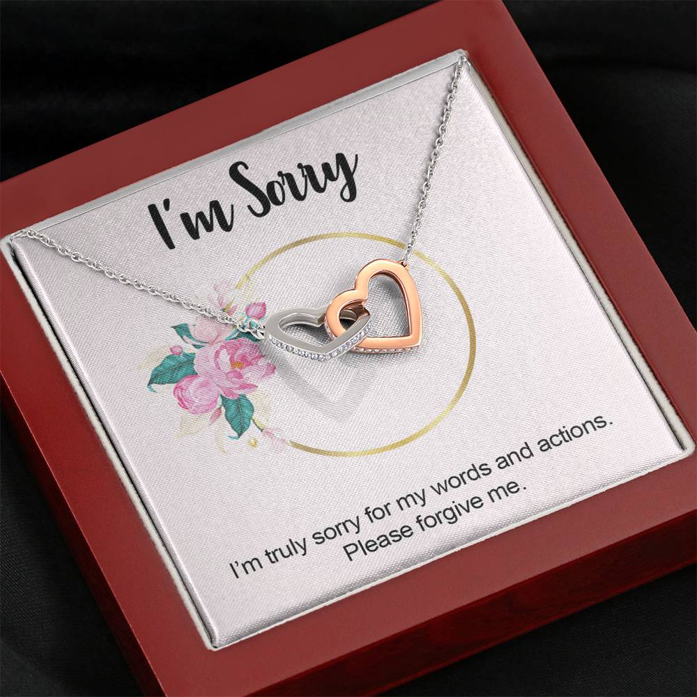 I'm Sorry - Please Forgive Me |  Beautiful 14k Gold Forever Family Locked Hearts